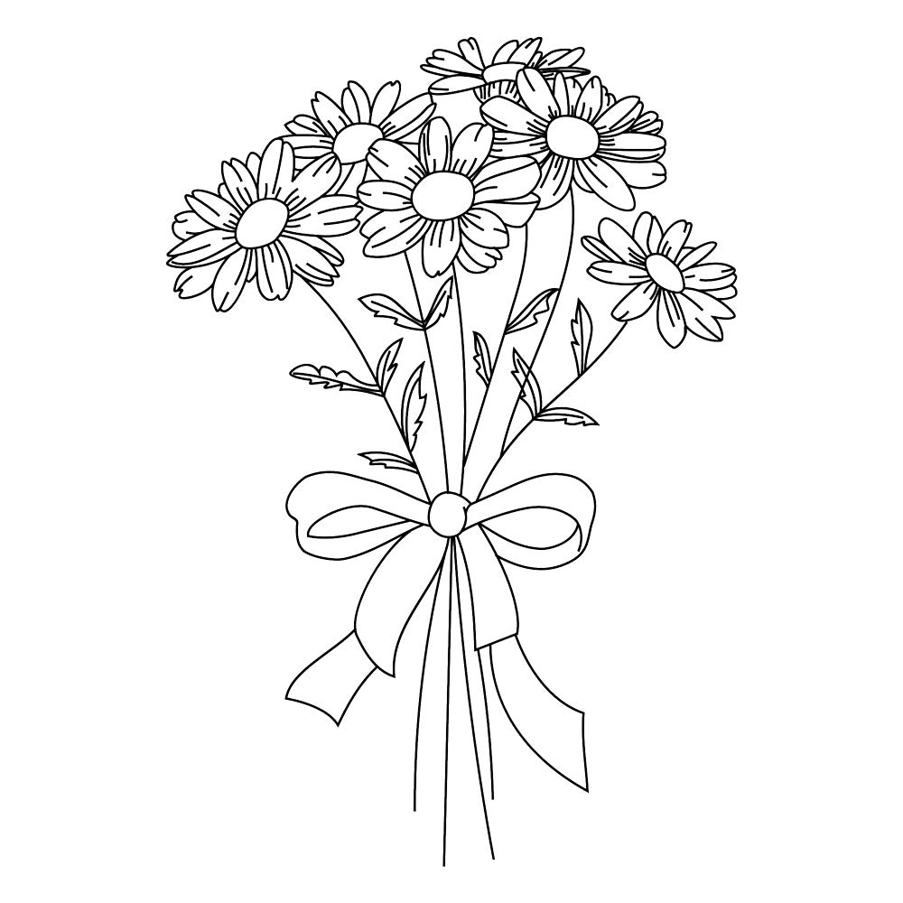Daisy Bouquet Single Line Design