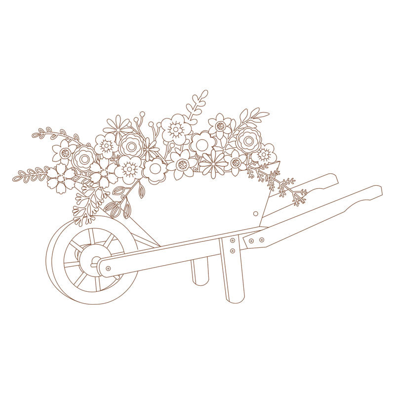 wheelbarrow with flowers for download