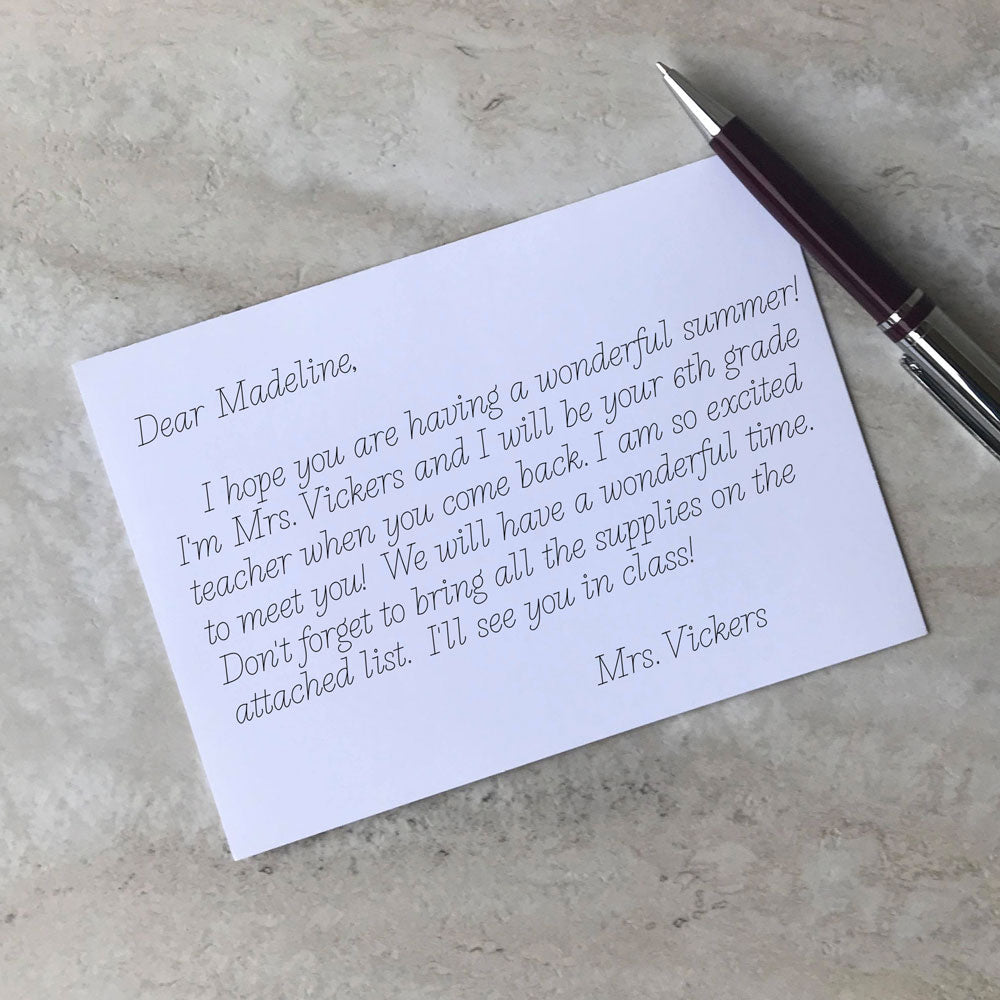 SLF Ramsay single line font text example on a greeting card