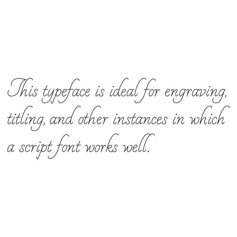 LF White Linen single line script font sample text showing engraving-style lettering