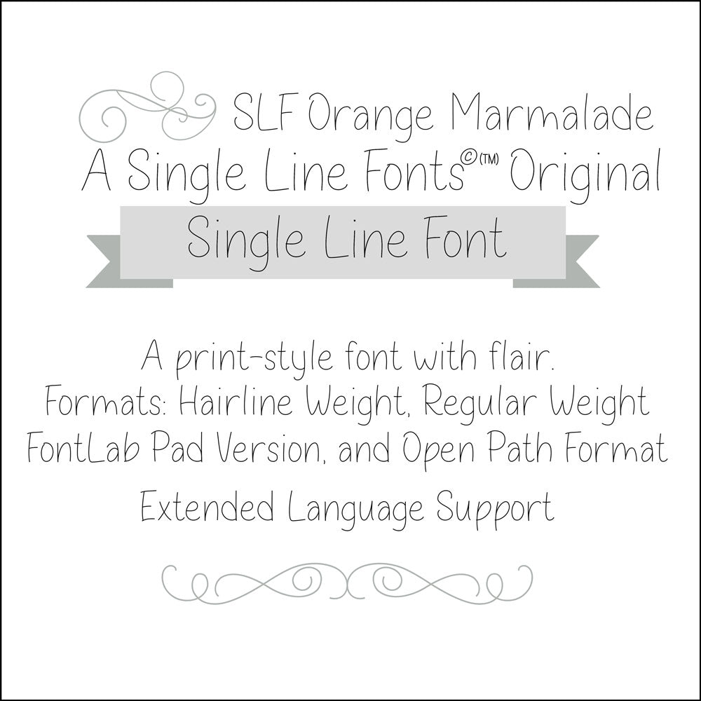 SLF Orange Marmalade single line font preview with smooth print style