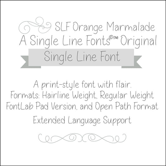 SLF Orange Marmalade single line font preview with smooth print style