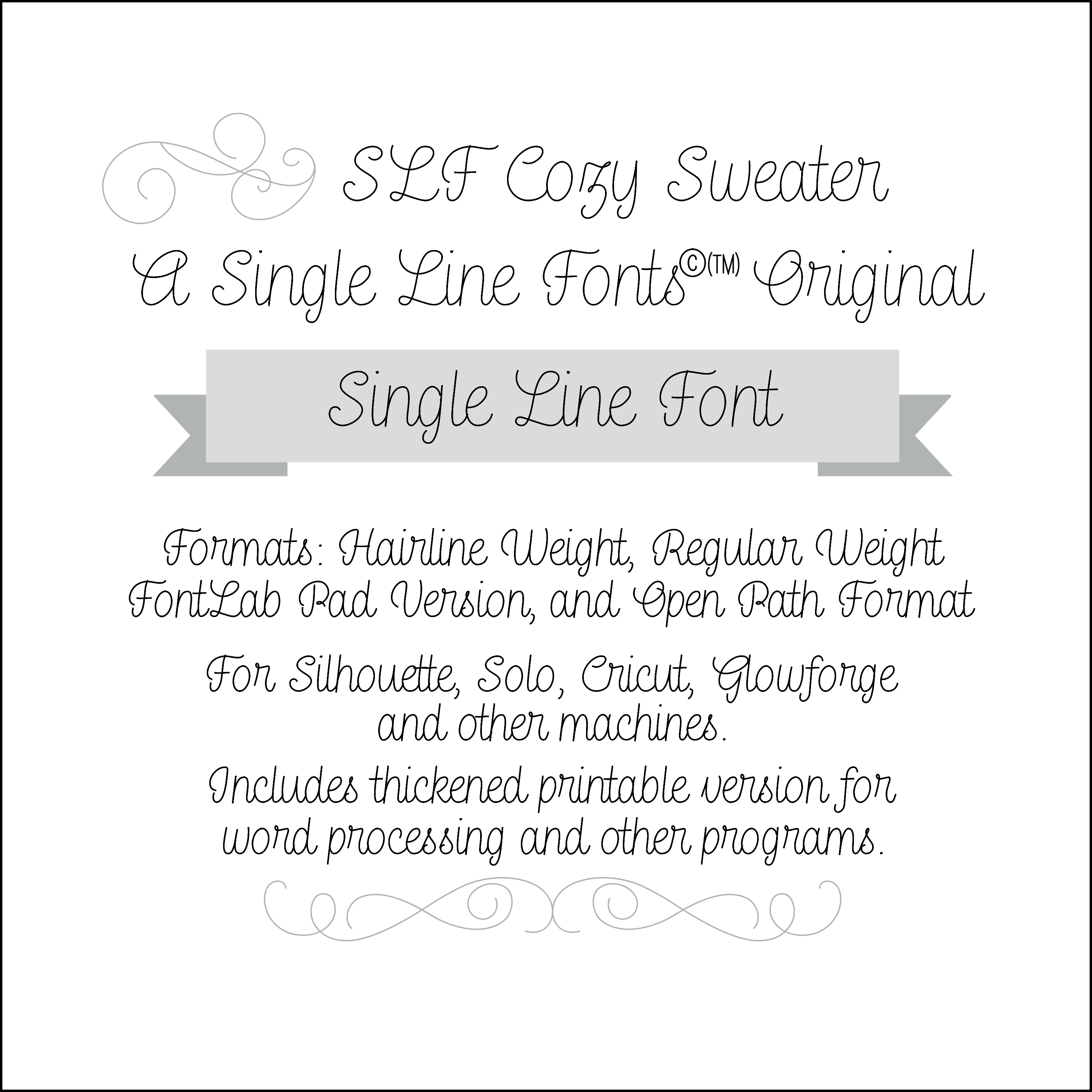 SLF Cozy Sweater single line script font preview with rounded connected lettering