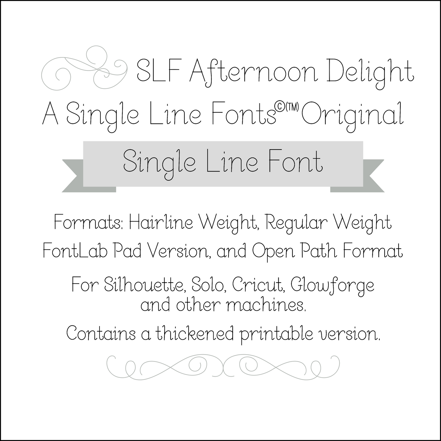 SLF Afternoon Delight single line script font preview with soft flowing lettering