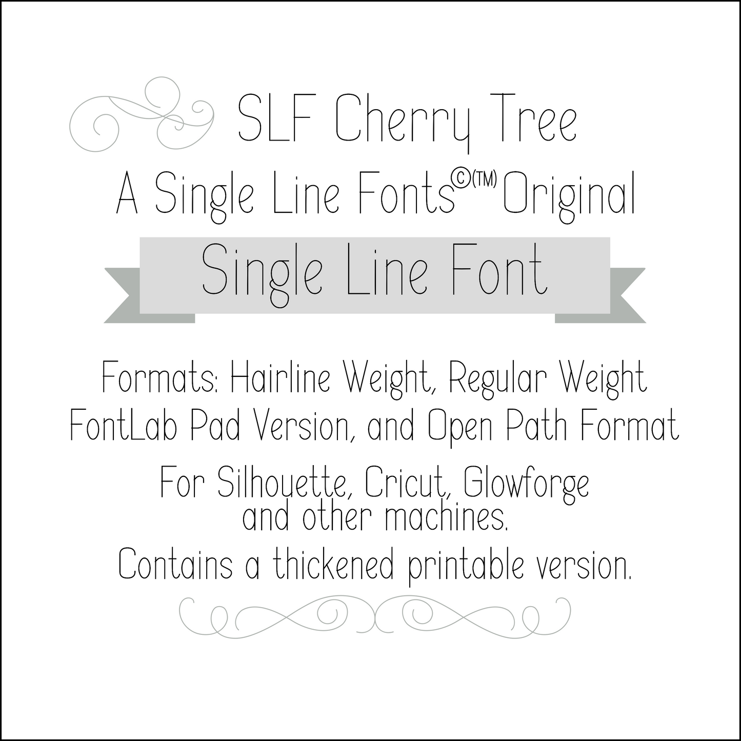 SLF Cherry Tree single line font preview with clean modern style