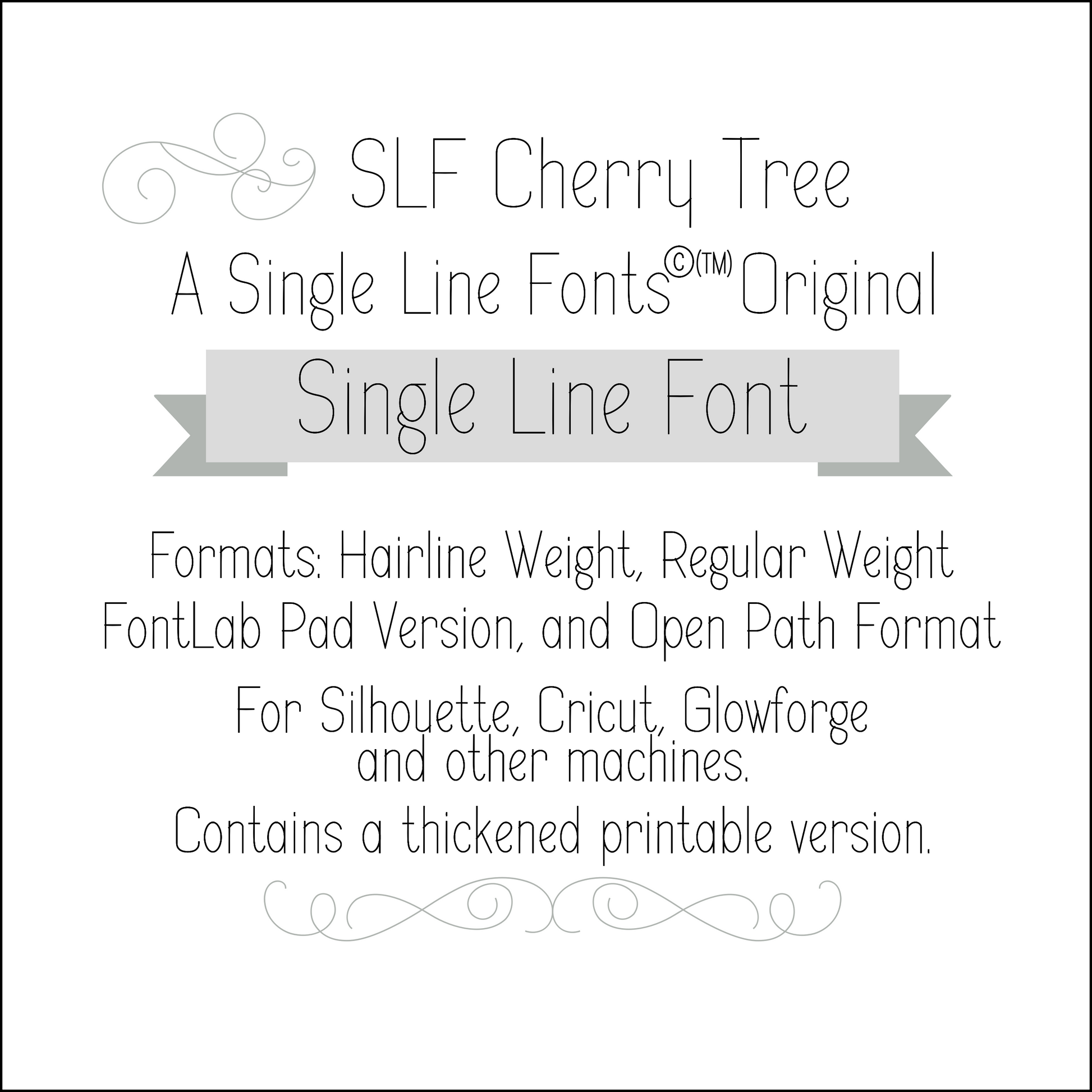 SLF Cherry Tree single line font preview with clean modern style