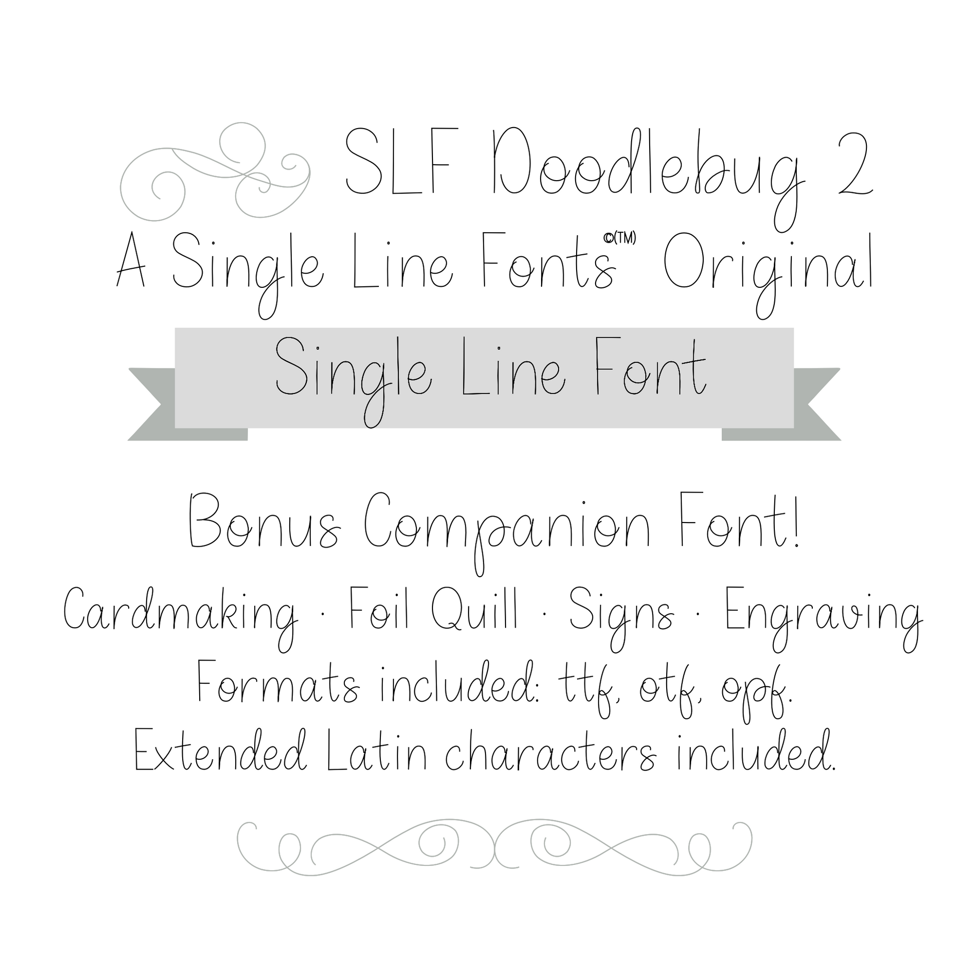 SLF Doodlebug 2 is a simplified version of SLF Doodlebug single line fonts for scoring engraving glowforge silhouette pen tool sketch pen 
