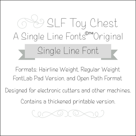 SLF Toy Chest single line font preview showing clean print-style monoline lettering