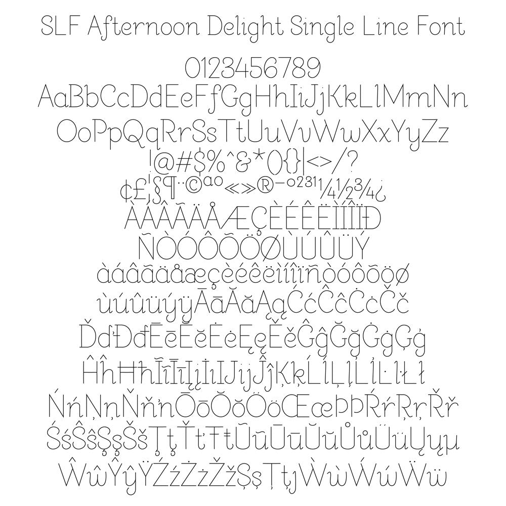 SLF Afternoon Delight character map showing letters and symbols