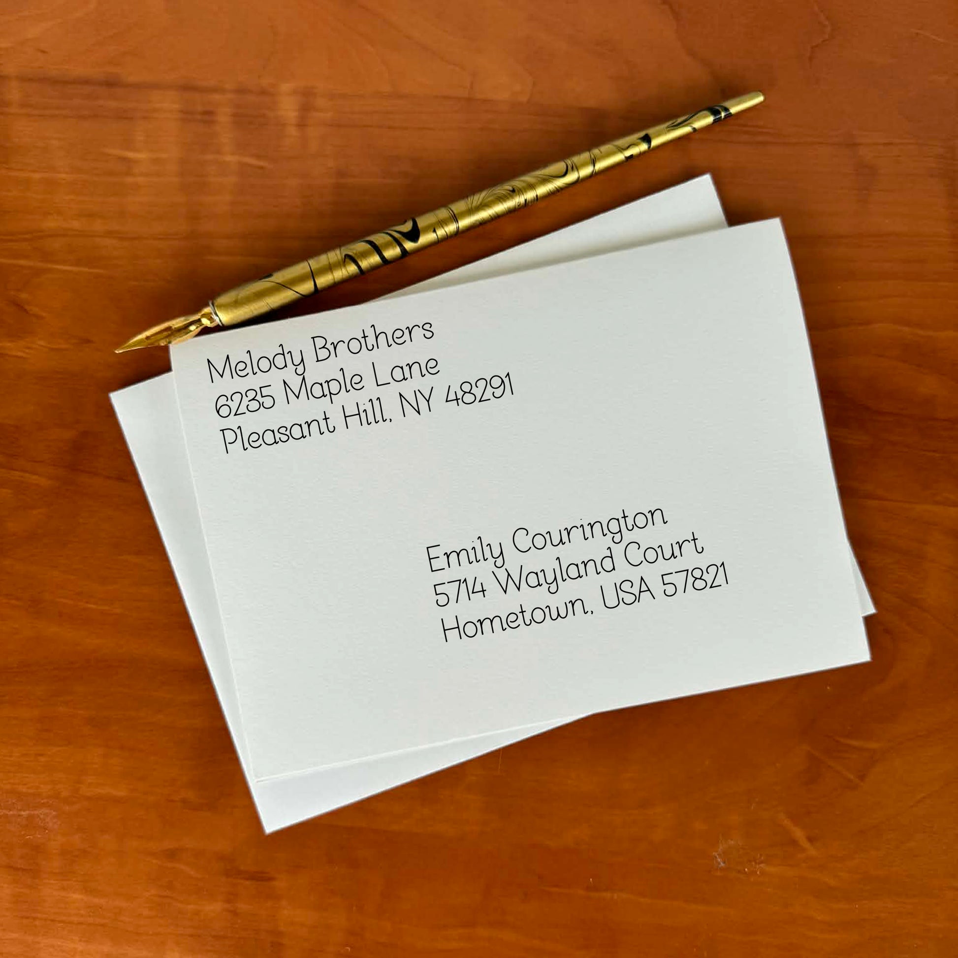 envelope addressed using slf afternoon delight single line font