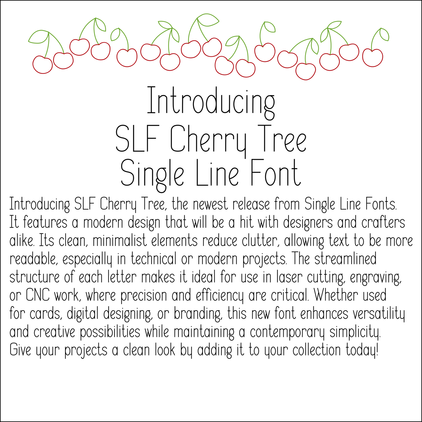 SLF Cherry Tree engraving font example for Glowforge and Cricut