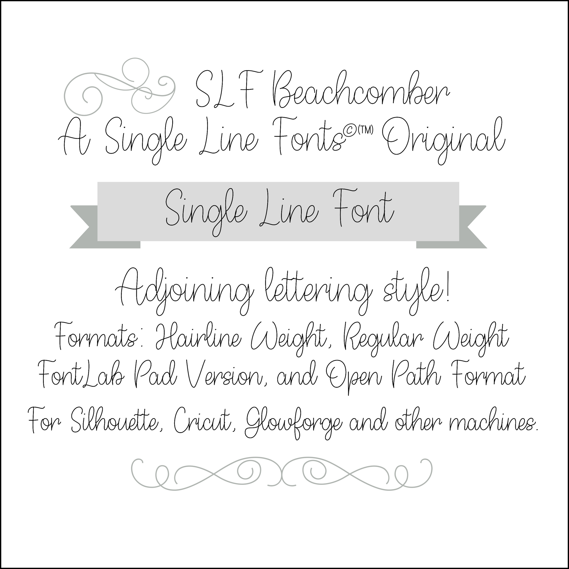 SLF Beachcomber single line print font preview with relaxed coastal style