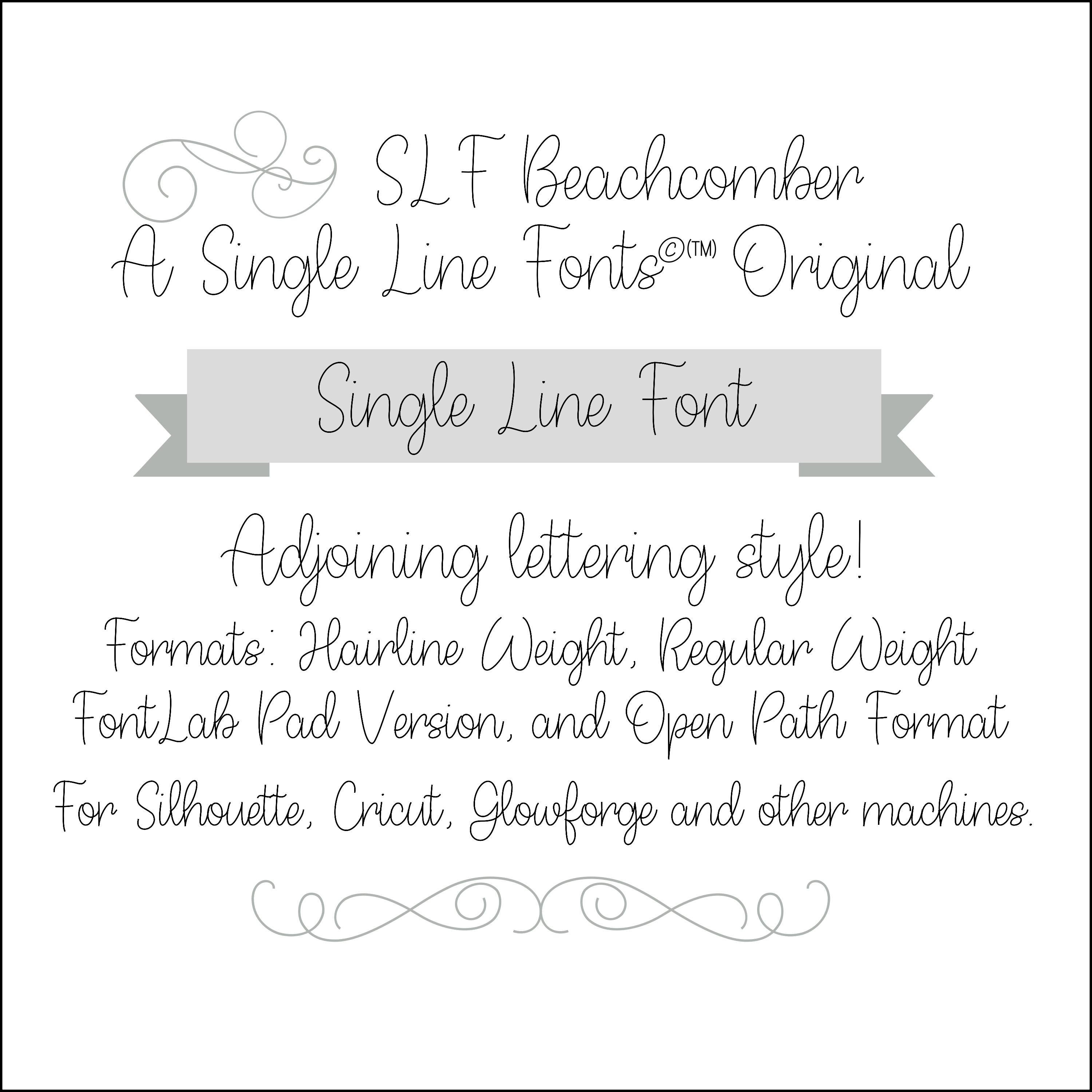 SLF Beachcomber single line print font preview with relaxed coastal style