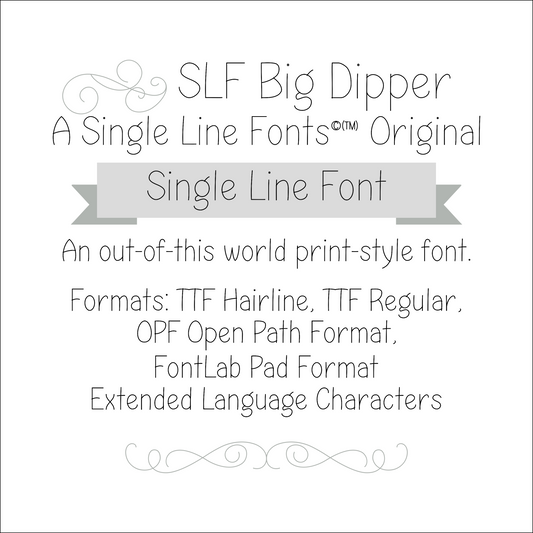 SLF Big Dipper single line print font preview with bold geometric letterforms