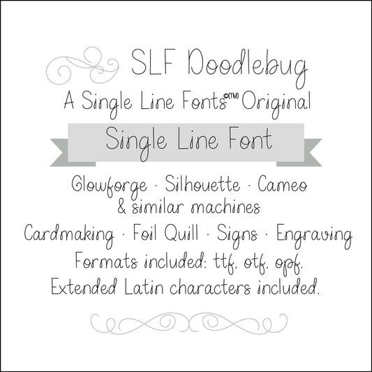 SLF Doodlebug single line print font preview with playful letterforms
