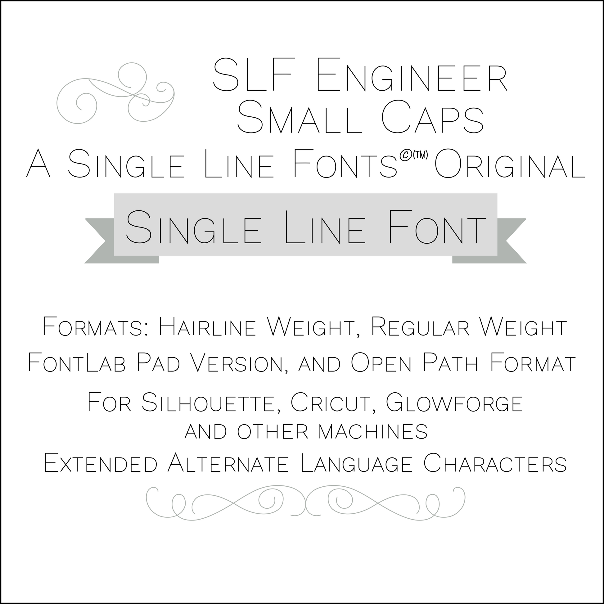 SLF Engineer Small Caps single line technical font preview with clean engineering style