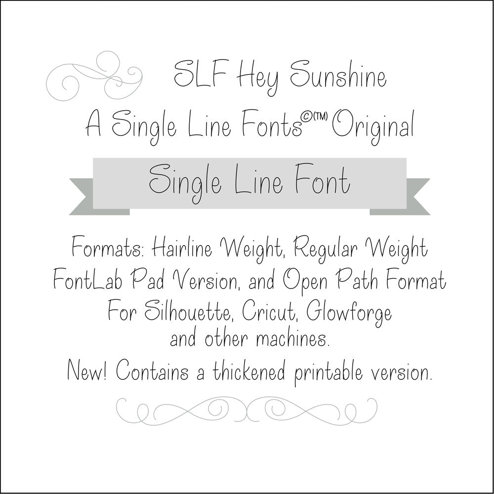 SLF Hey Sunshine single line print font preview with clean friendly lettering