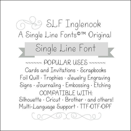 SLF Inglenook single line print font preview showing friendly letterforms