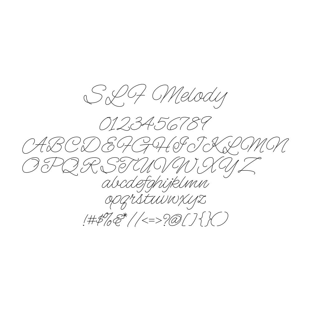 SLF Melody single line font sample showing slanted flowing script