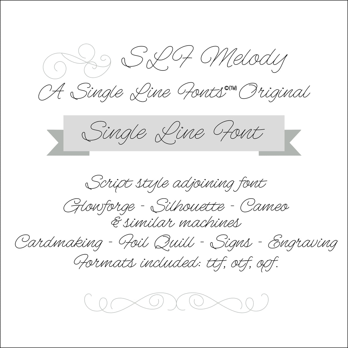Single Line Script Text SLF Melody – Slanted Single Line Script for Foil Quill & Engraving ...