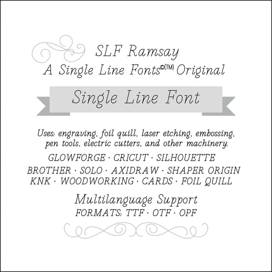 SLF Ramsay modern italic design sample for signage and labels