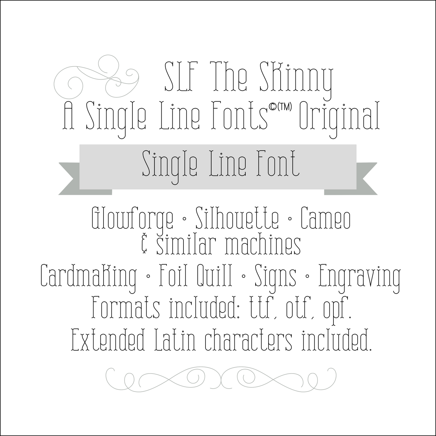 SLF The Skinny single line font preview with narrow funky lettering