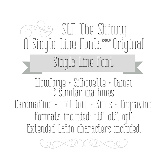 SLF The Skinny single line font preview with narrow funky lettering