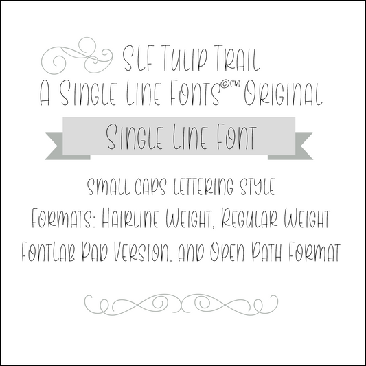 SLF Tulip Trail single line print font preview with soft rounded letterforms