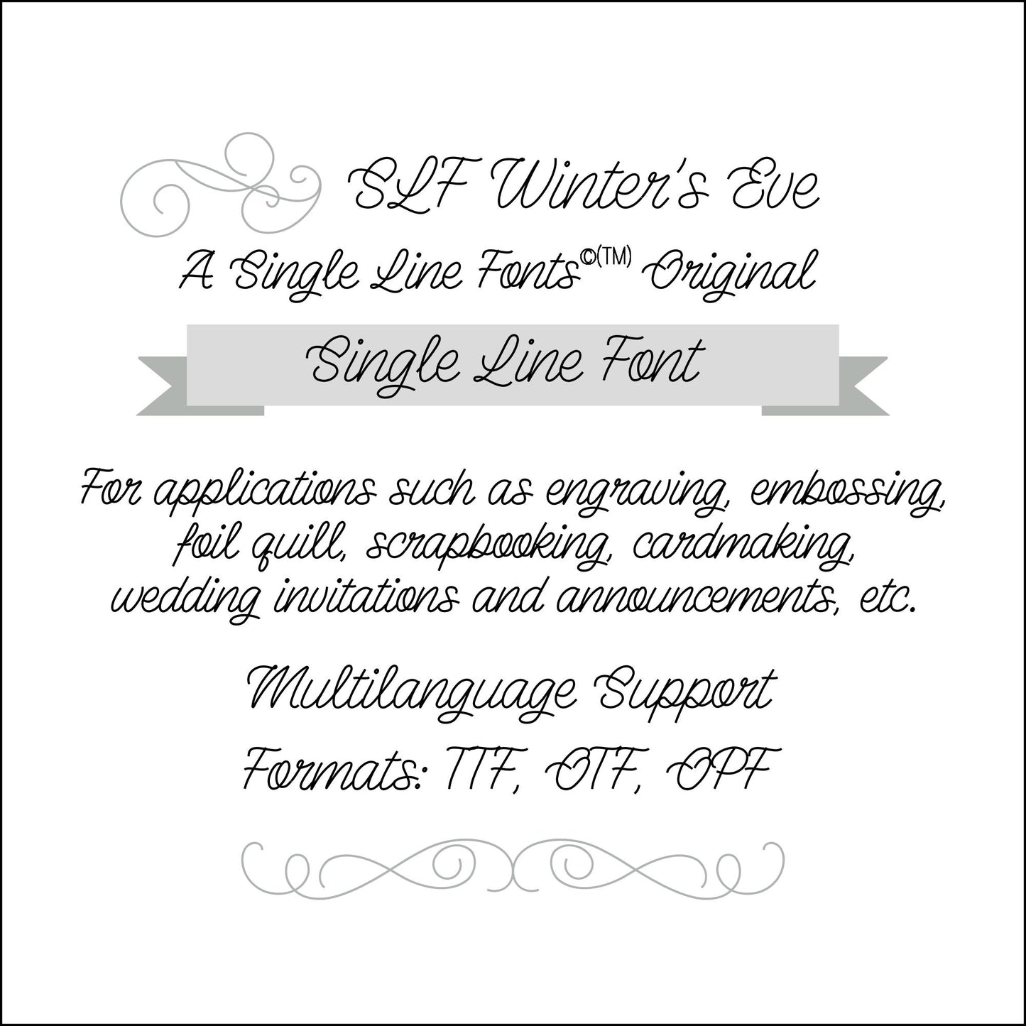 SLF Winter’s Eve single line font preview with angled print-style lettering
