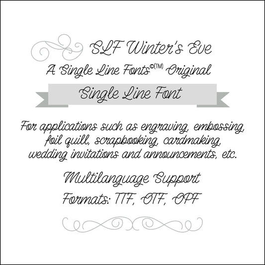 SLF Winter’s Eve single line font preview with angled print-style lettering