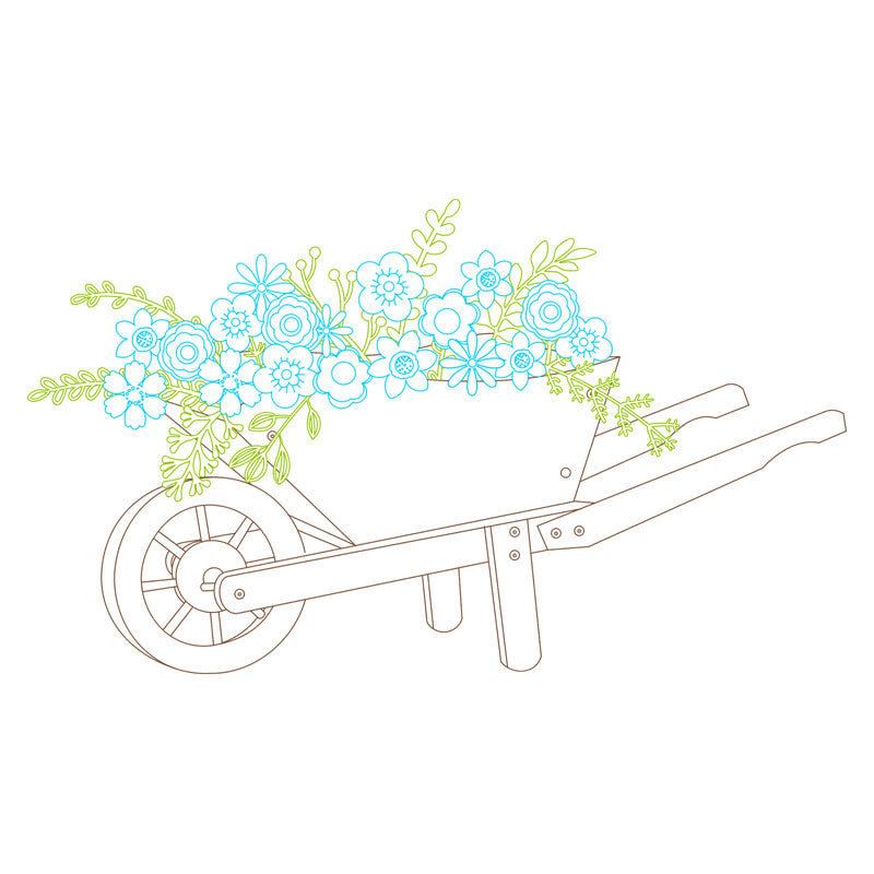 wheelbarrow silhouette svg single line design