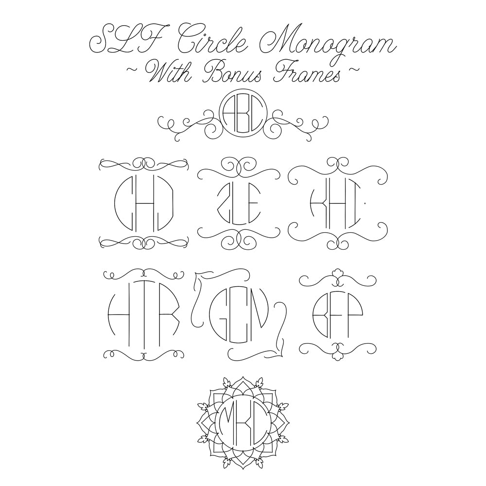 SLF Circle Monogram engraving example for Glowforge and Cricut