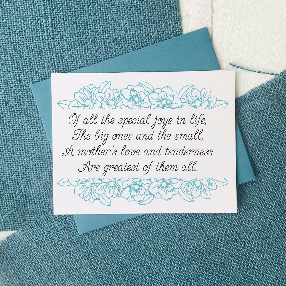 Mother’s Day greeting card created with a single line font with floral design and sentimental poem in elegant script font, perfect for handmade or printable Mother’s Day gifts