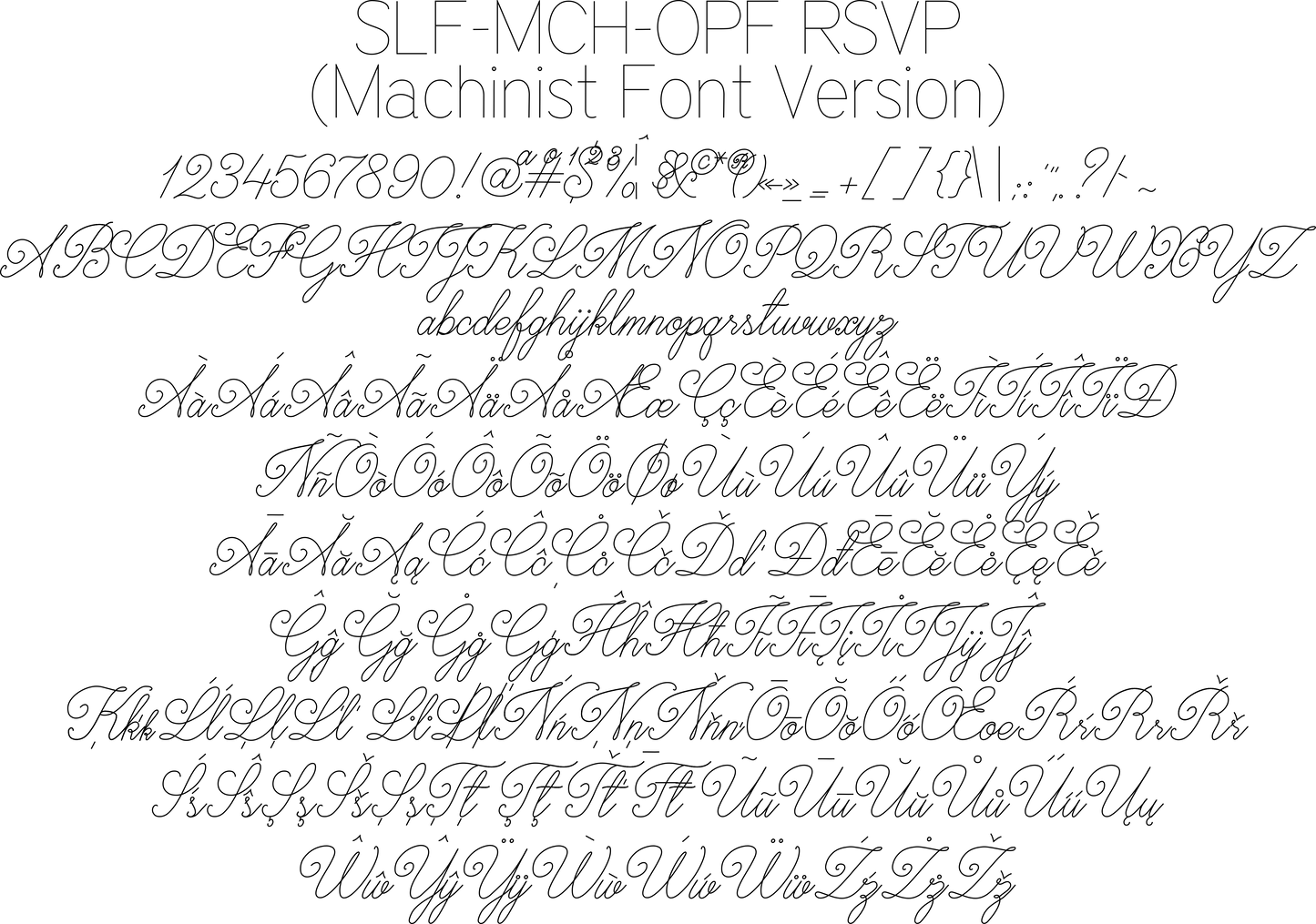 Machinist Single Line Font "RSVP"
