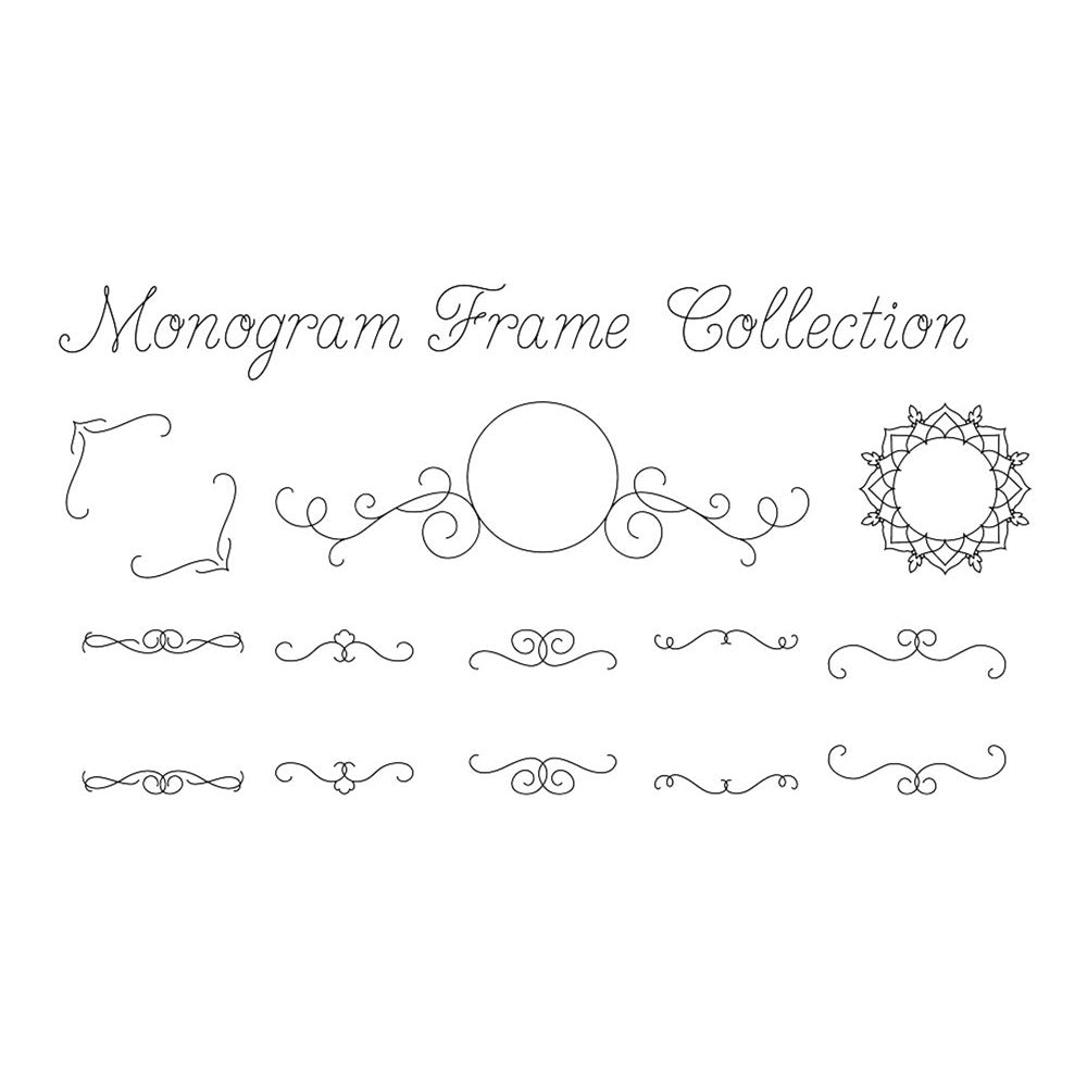 slf single line vine monogram font frames collection