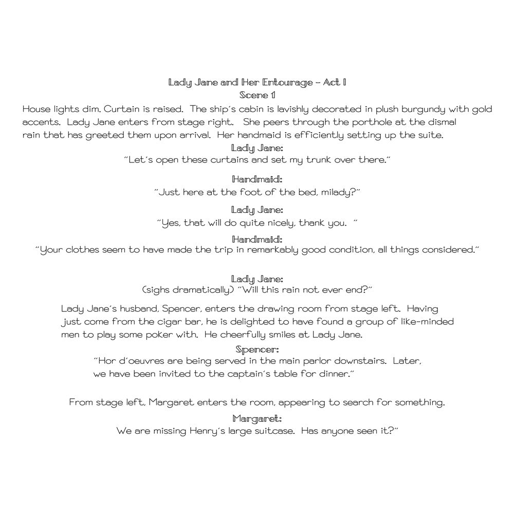 Example of text using SLF Lady Jane and SLF Her Entourage