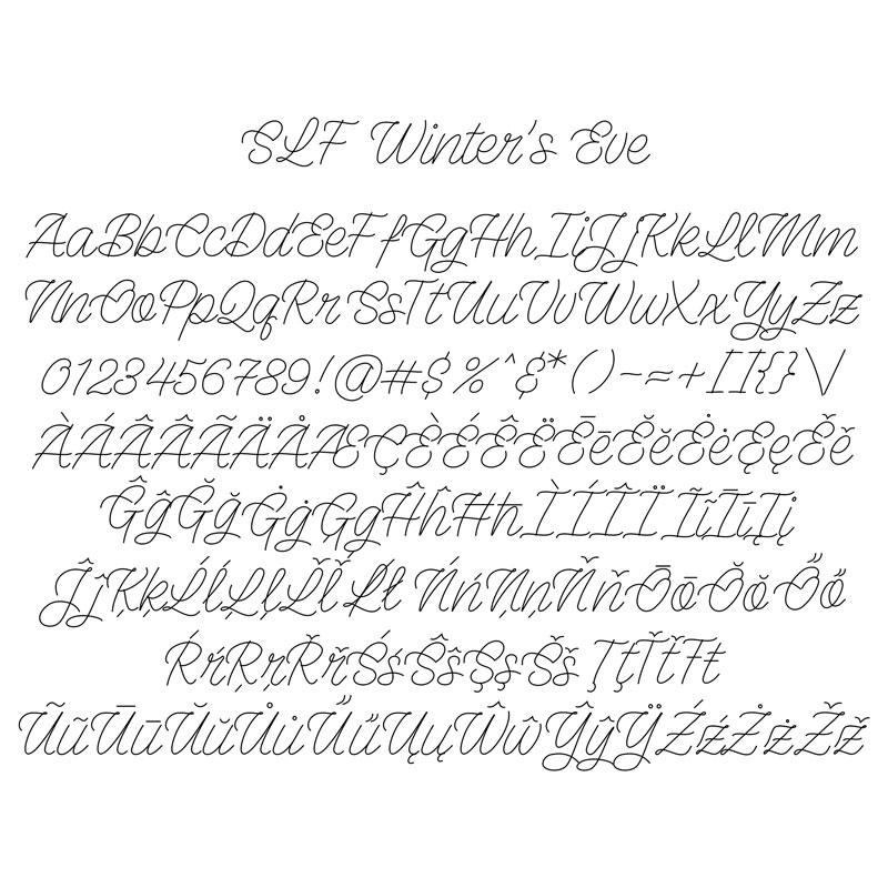 SLF Winter’s Eve character map showing extended Latin and symbols
